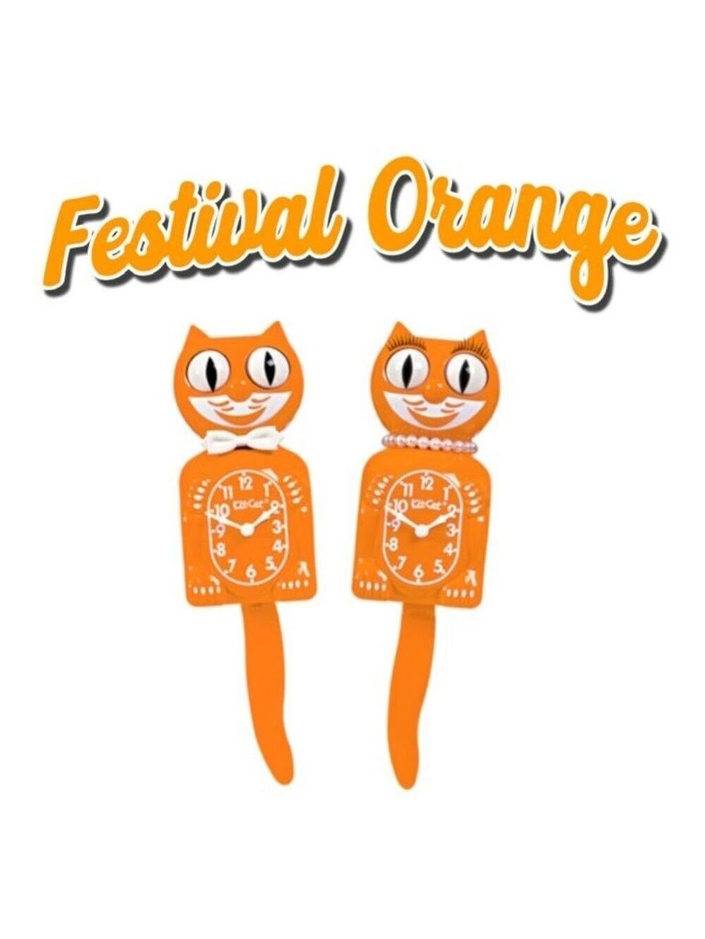 RETIRED Festival Orange Lady Kit Kat Cat Klock Clock - Picture 2 of 2